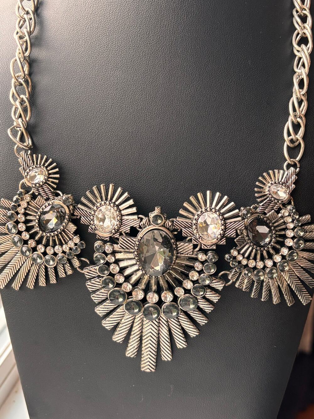 Vintage 1980 STATEMENT BIB COLLAR Art Deco Style Necklace